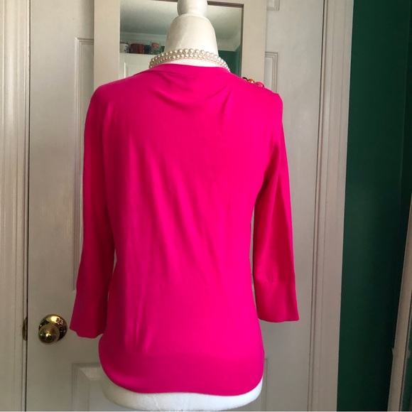 Kate Spade Rio De Janiero Embellished Beaded Cardigan Hot Pink S - Picture 3 of 8
